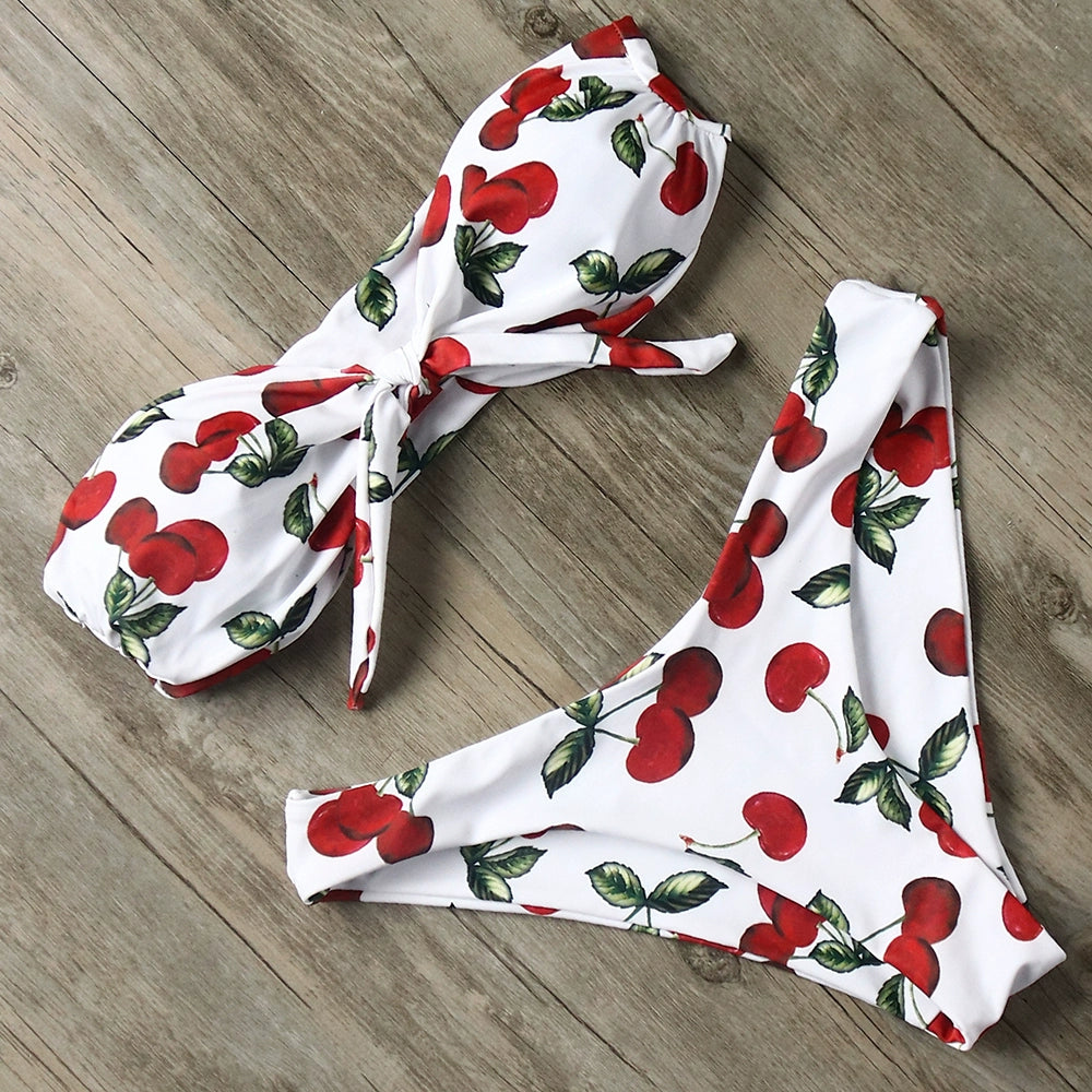 Solid Bandeau Bikini Set 2021 Sexy Swimsuit Women Bikini Bra