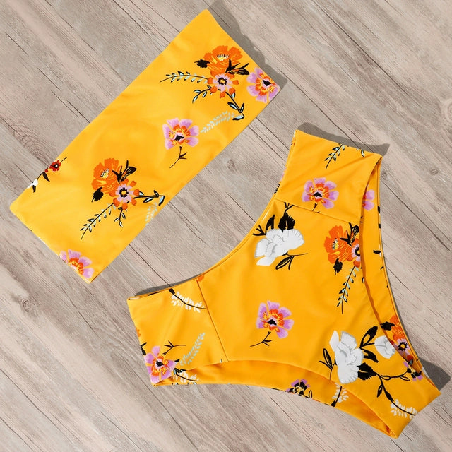 Solid Bandeau Bikini Set 2021 Sexy Swimsuit Women Bikini Bra