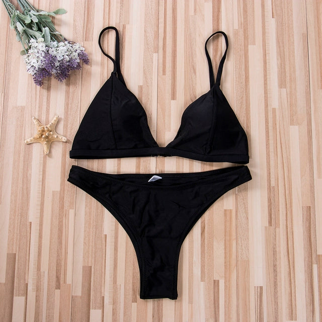 Sexy Black Micro Bikini Set Women 2 Pieces Swimsuit Swimwear