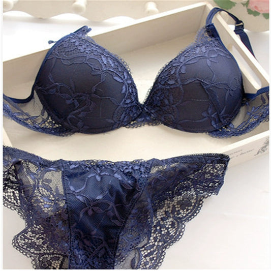 Sexy 3/4 Cup Lace Bra Set Women Push up Bra Set Sexy Lace Br