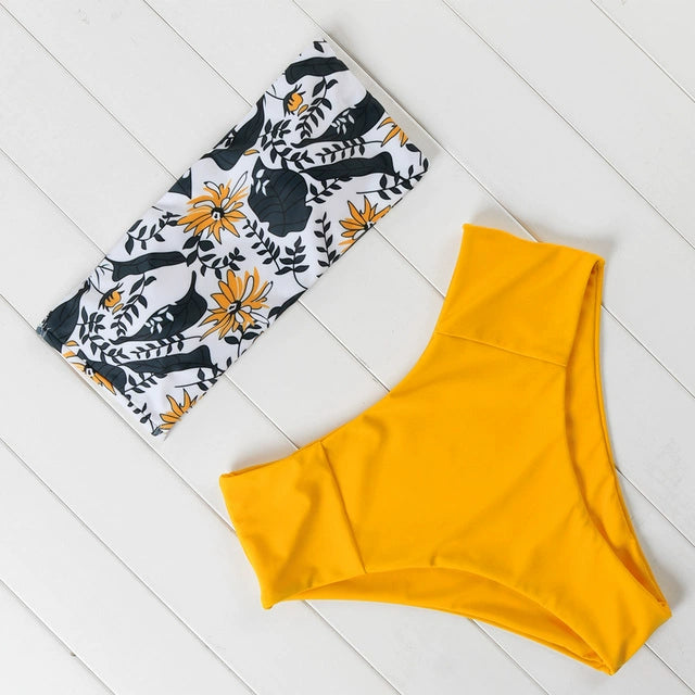 Solid Bandeau Bikini Set 2021 Sexy Swimsuit Women Bikini Bra