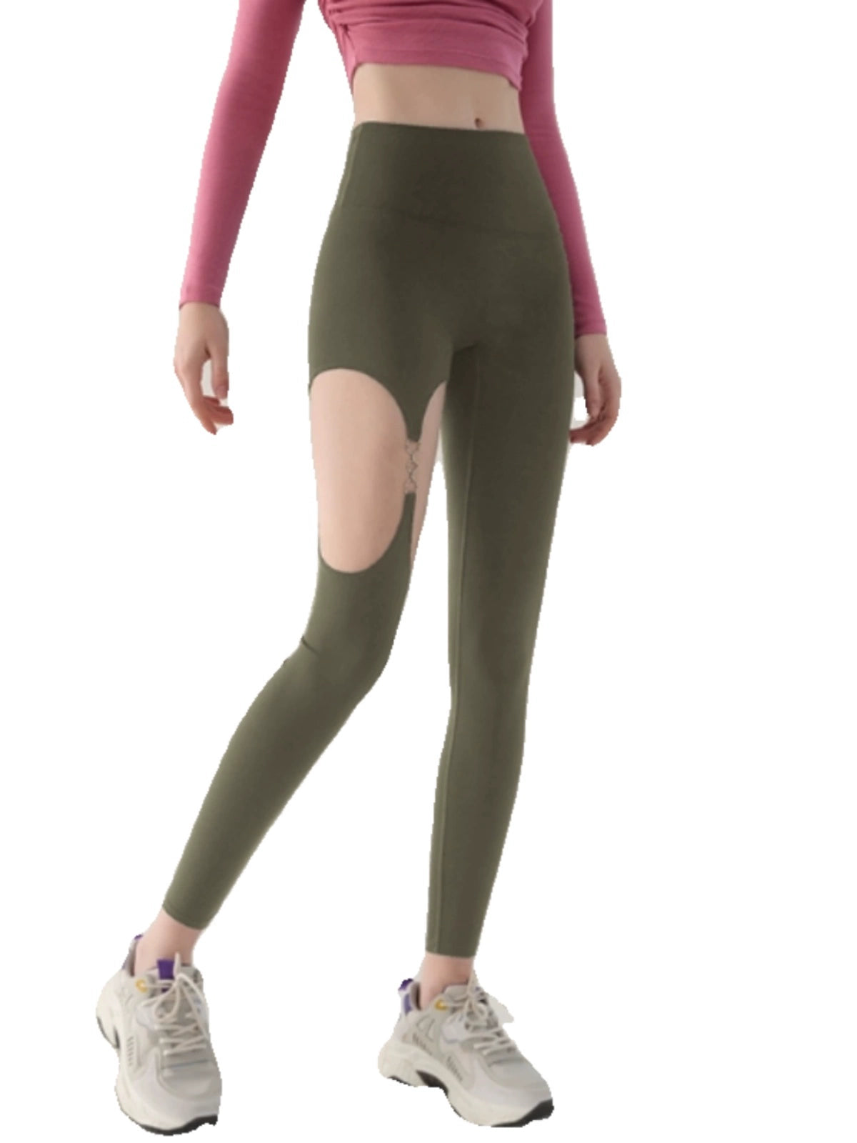 Sexy Metal Buckle Cut Out High Elastic Fashion Yoga Pants