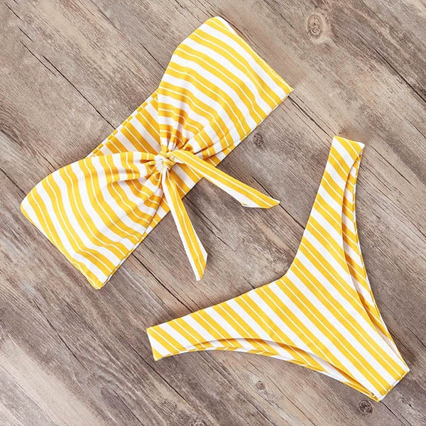 Solid Bandeau Bikini Set 2021 Sexy Swimsuit Women Bikini Bra