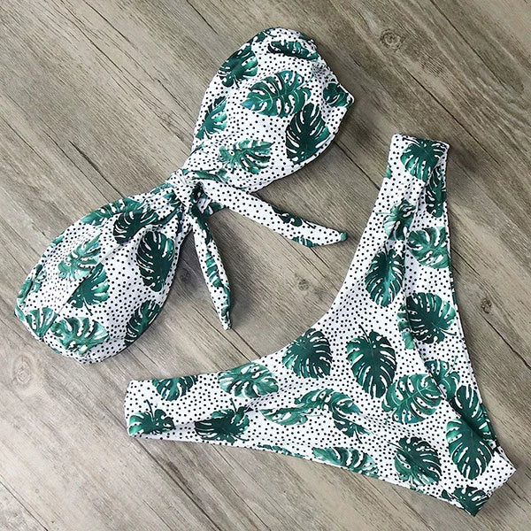 Solid Bandeau Bikini Set 2021 Sexy Swimsuit Women Bikini Bra