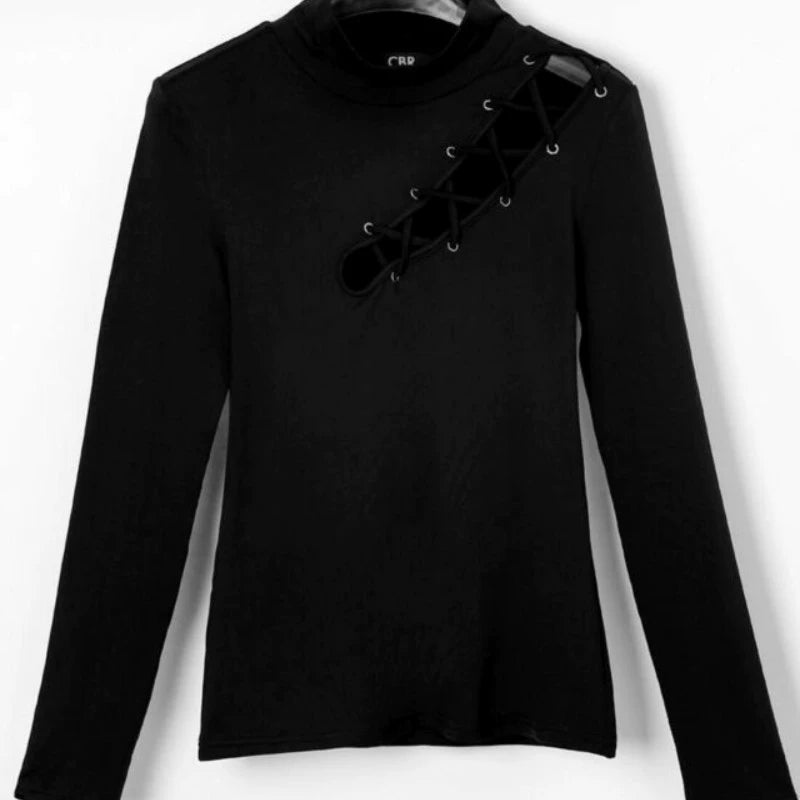 Women Sexy Hollow Out T-shirts Autumn 2022 Clothes Slim Fit