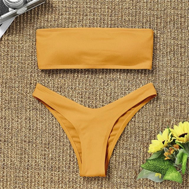 2021 New Bikini High Waist Strapless Sexy Bikini Women Swimw