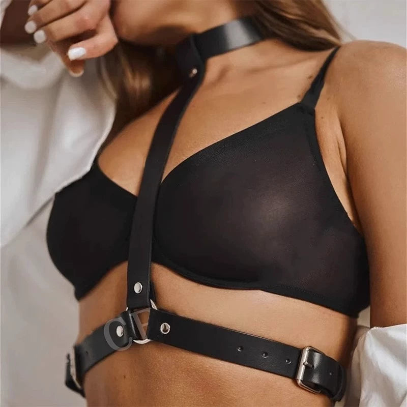 Women Sexy PU Leather Harness Sexy Lingerie BDSM Sexual Outf
