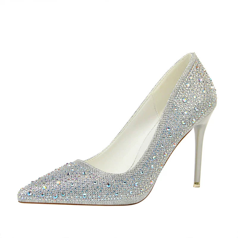 Wedding Shoes Xiuhe Wedding Dress Two-Way Crystal High Heels Women's 2023 New Arrival Spring & Fall Stiletto Heel Bridal Shoes Not Tired Foot Diamond