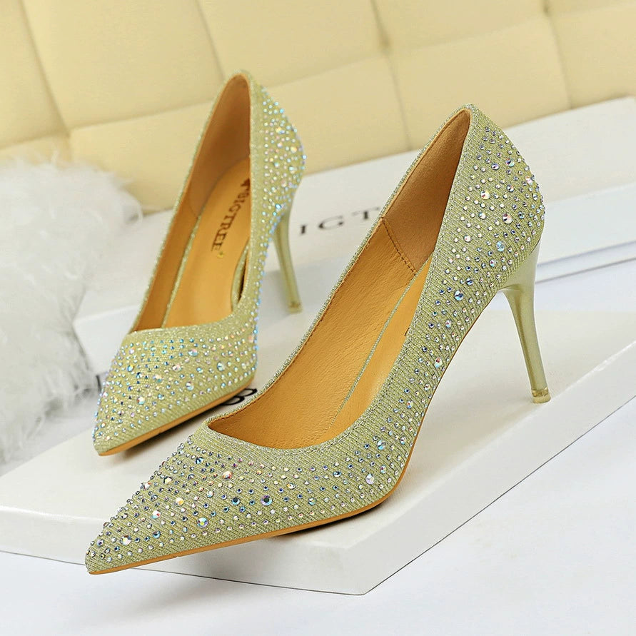 Wedding Shoes Xiuhe Wedding Dress Two-Way Crystal High Heels Women's 2023 New Arrival Spring & Fall Stiletto Heel Bridal Shoes Not Tired Foot Diamond