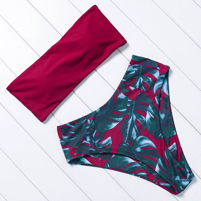 Solid Bandeau Bikini Set 2021 Sexy Swimsuit Women Bikini Bra