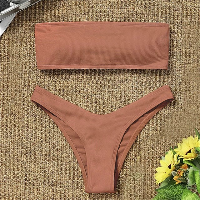 2021 New Bikini High Waist Strapless Sexy Bikini Women Swimw