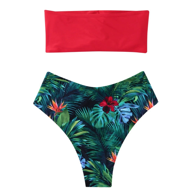 Solid Bandeau Bikini Set 2021 Sexy Swimsuit Women Bikini Bra