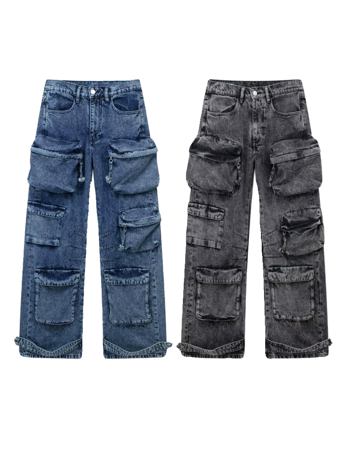 Kaslead Fashion Pocket Overalls Denim