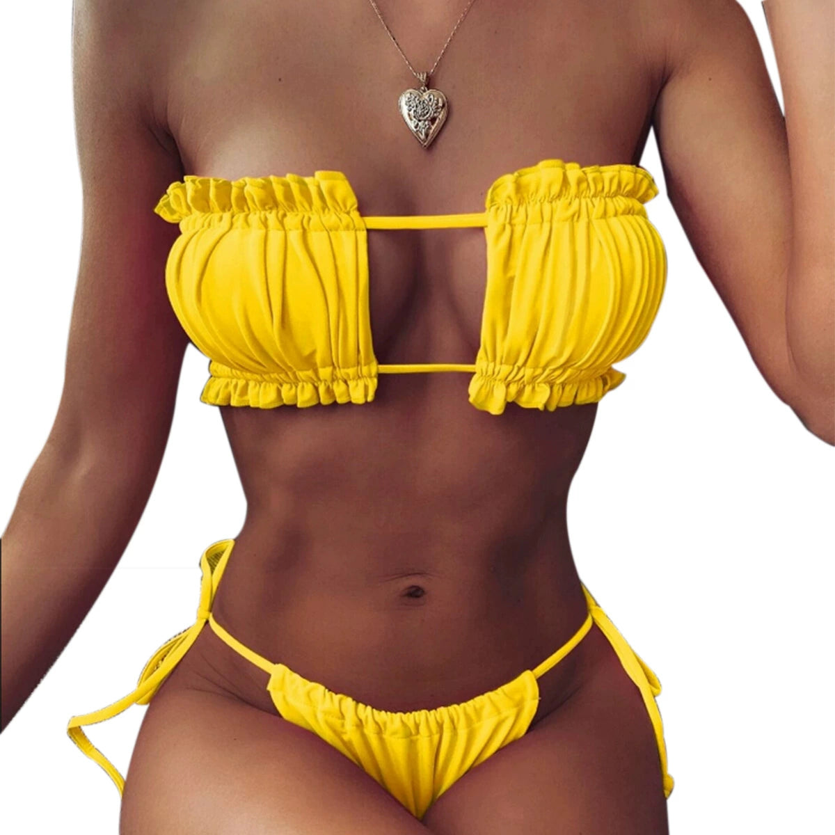 HOT Sexy Folds Bikini Women Swimwear Bathing Suit Bandeau Bi