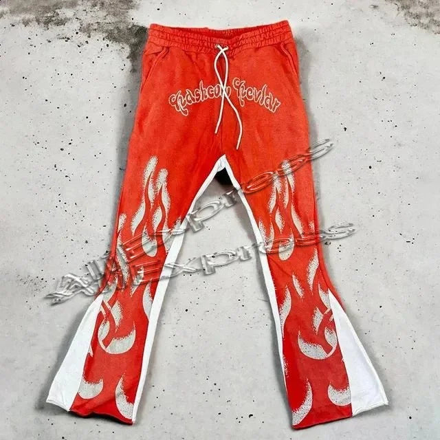 Y2k Pants Men Loose 3D Print Trousers Casual Sweatpants Waist Sporty Female Clothes Streetwear Hip Hop Vintage Flared Pants moto