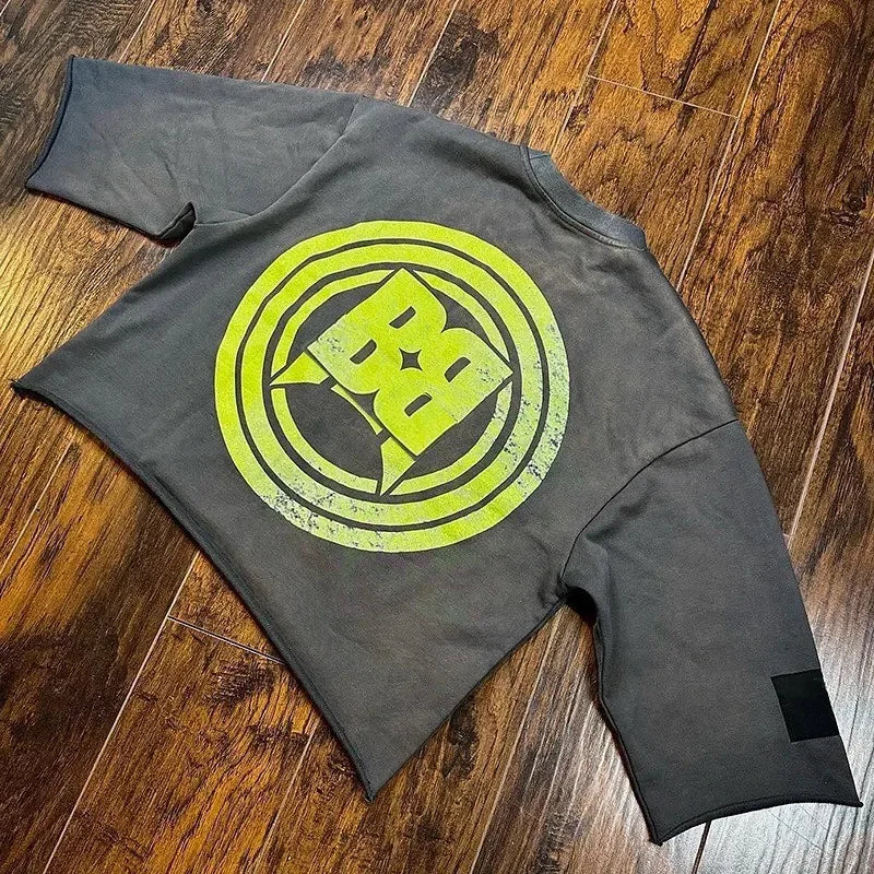 Retro High Street Printed Three Quarter Sleeve Baggy T-Shirt Women's Gothic Punk Rock Y2K Short Sleeve Harajuku Oversized Top