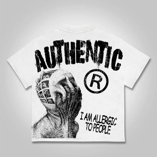 Vintage I Am Allergic To People Graphics Print Cotton T-shirt Men Y2K Summer Short Sleeves Oversize Tshirt Streetwear Women Tops