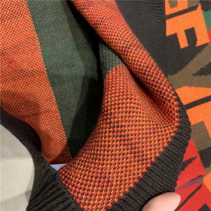 2023 New Autumn and Winter Men Fashion Letter Jacquard Pullover Knitted Sweater Trendy Contrasting Color Design Sweater