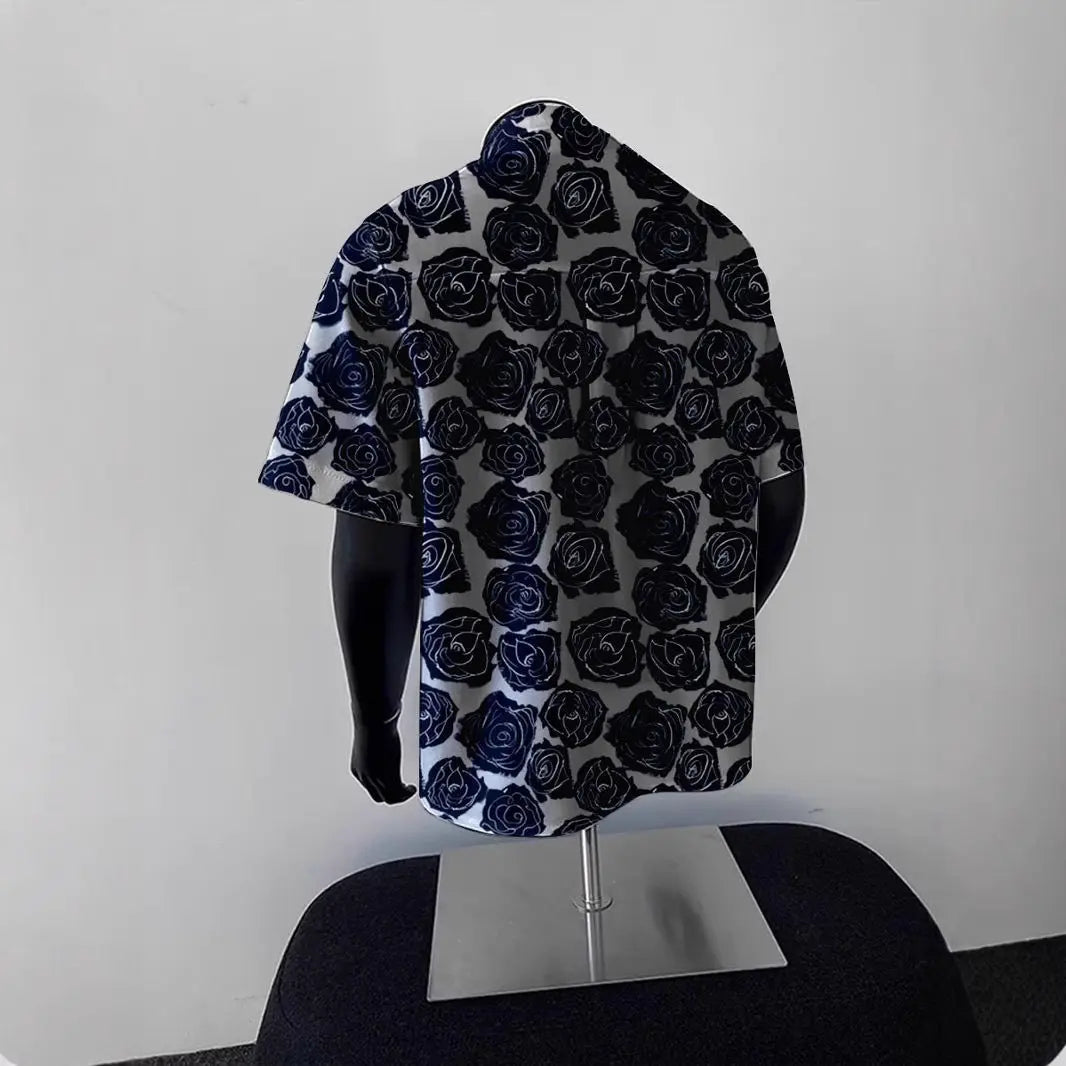 American Vintage Floral 3D Print Hawaiian Style Loose Short Sleeve Shirt