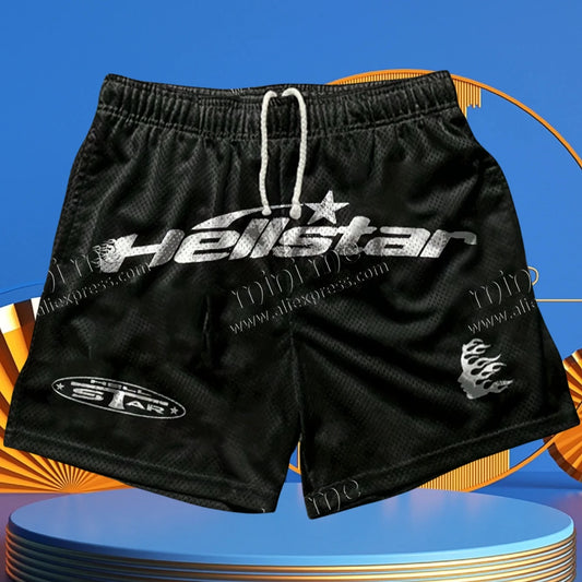 2025 Hot-selling New Men's Sports Shorts and Black Casual Basketball Beach Shorts "healthy" Print and Flame 3D Pattern