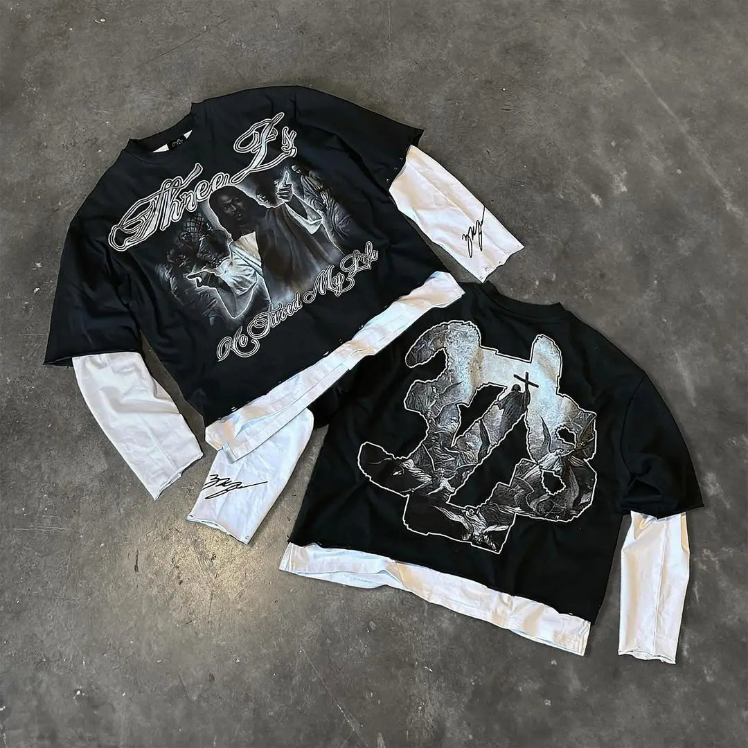 Y2k retro new hip-hop pattern printed men oversized T-shirt street short sleeved casual punk couple top harajuku y2k top