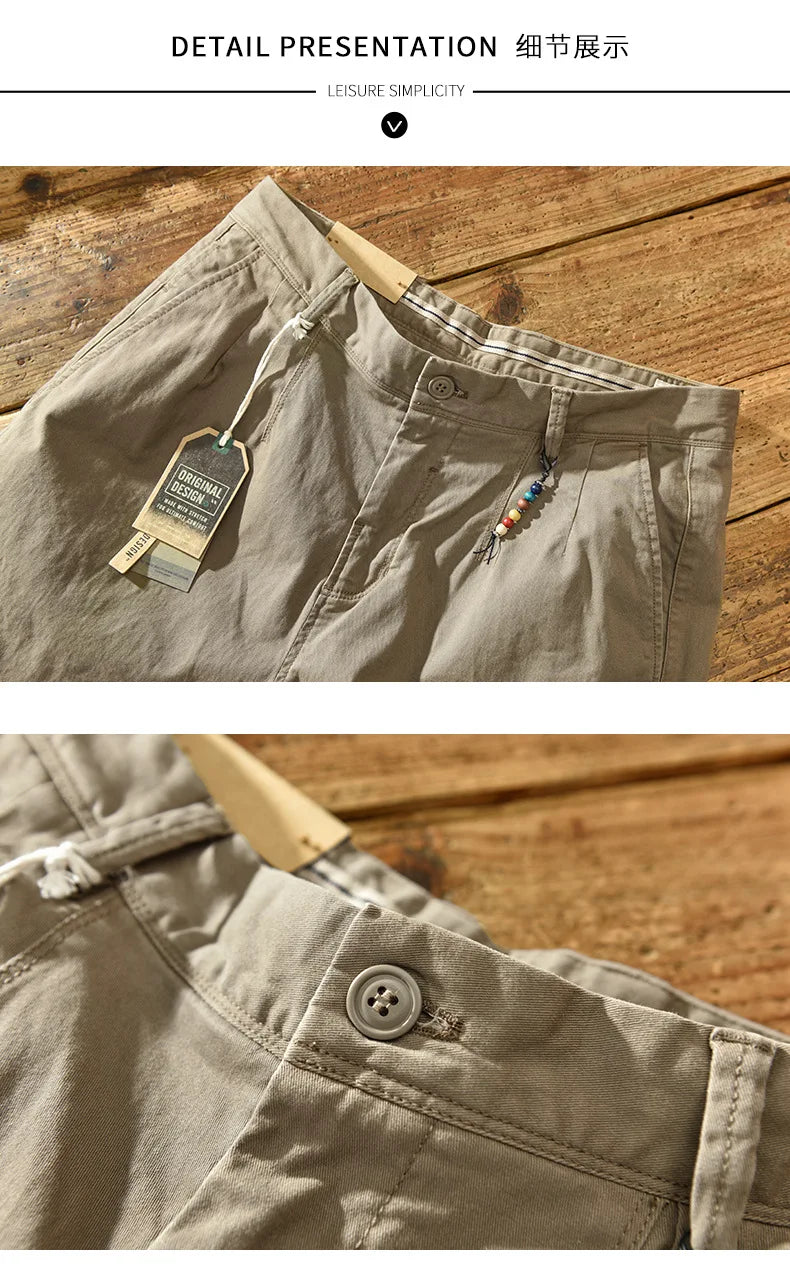 2025 Men's Cotton Vintage Cargo Pants Spring Autumn Fashion Beading Design Solid Baggy Pants Casual Streetwear Men Joggers Pants