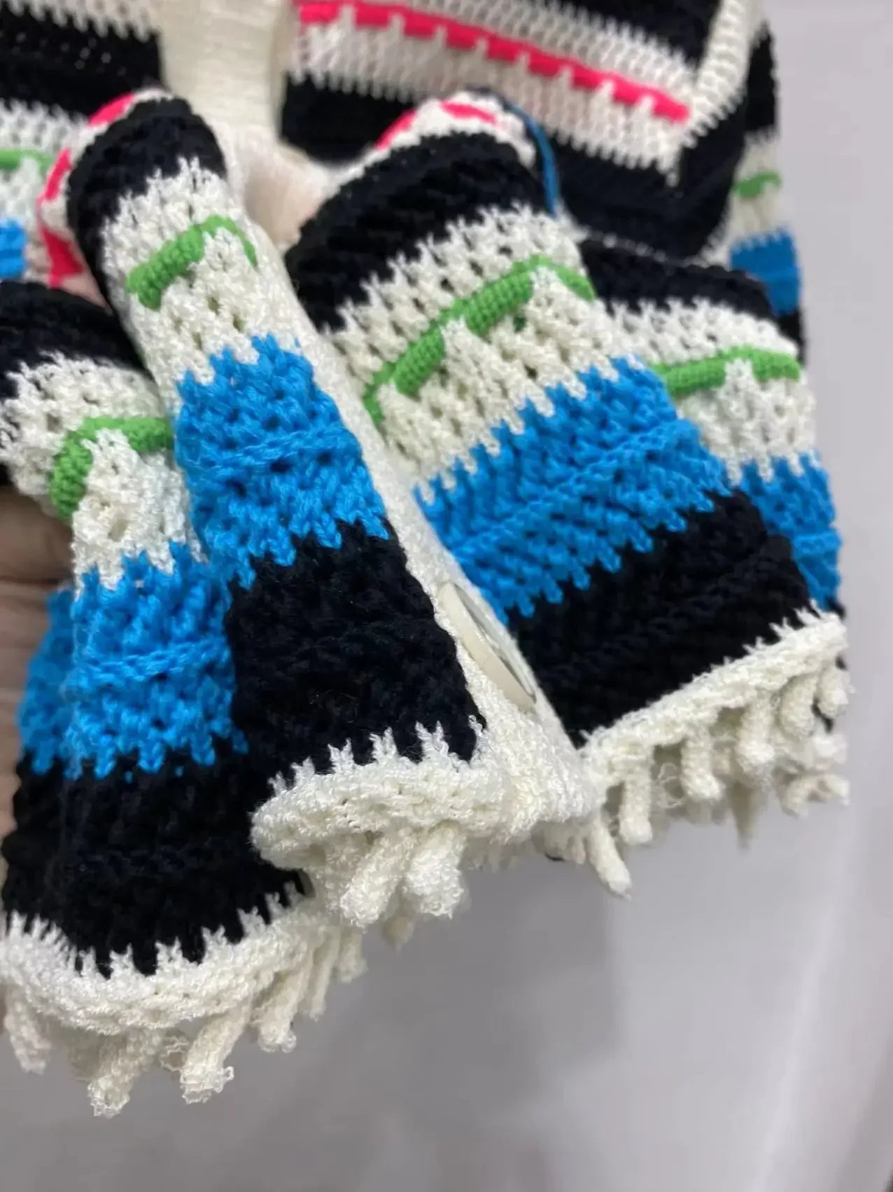 Stripes Hollow out Short Sweater Women Turn-down Collar Single Breasted Female Short-sleeved Knit Cardigan 2024 Spring Summer