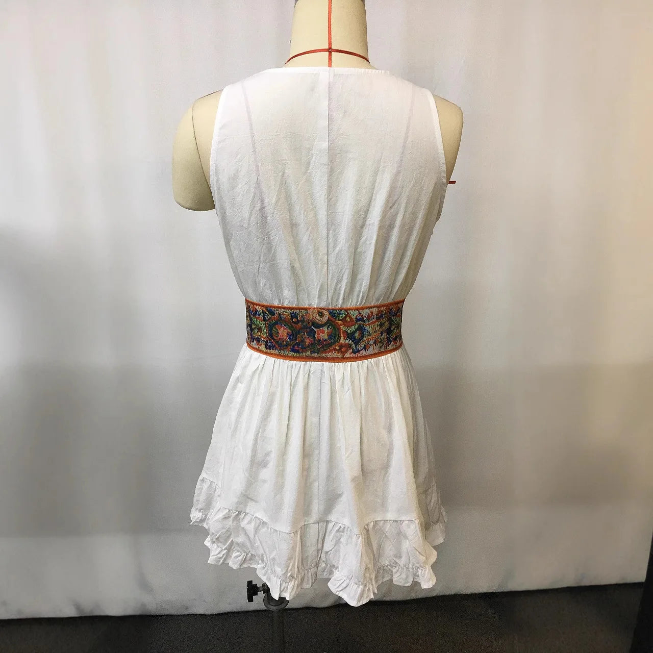 Vestidos Sexy Deep V Neck Hollow Party Dresses Woman Spring Printed Bandage Ruffle Short Dress Summer Sleeveless Tank Mini Dress