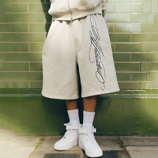 Men's American Retro Hip Hop Embroidered Pentagram Shorts Summer Casual Loose Fit Mid-Trendy Pants