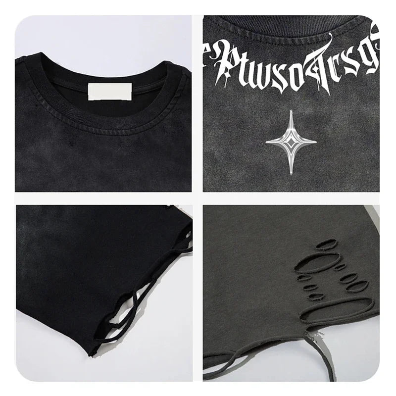 Men's Short  Sleeve T-Short Baggy Causal Oversize Summer Tops American Style High Street Fashion Heavy Pure Cotton T-shirt