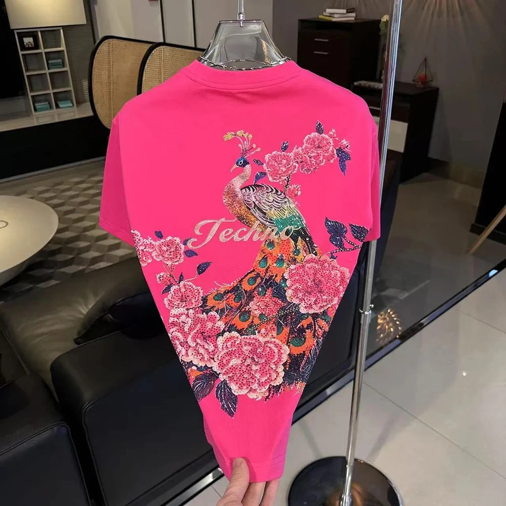 Men's Y2k Graphic Cotton Short-Sleeved T-Shirt Chinese Retro Trend Fashion Loose Casual Breathable Niche Summer New Men's Tops