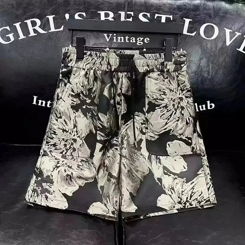 2025 Versatile high-end casual shorts for men, summer thin capre pants, men's trendy brand, trendy light luxury straight pants