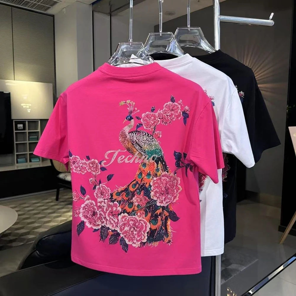 Men's Y2k Graphic Cotton Short-Sleeved T-Shirt Chinese Retro Trend Fashion Loose Casual Breathable Niche Summer New Men's Tops