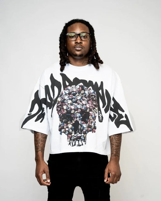 Harajuku Fashion Summer T-Shirt Rock Street Clothing Men Y2K Skull Print Casual Loose Oversized Round Neck Short Sleeve Women