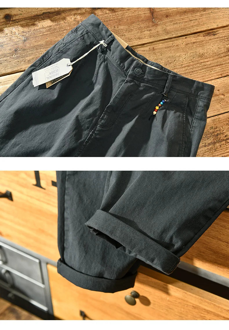 2025 Men's Cotton Vintage Cargo Pants Spring Autumn Fashion Beading Design Solid Baggy Pants Casual Streetwear Men Joggers Pants