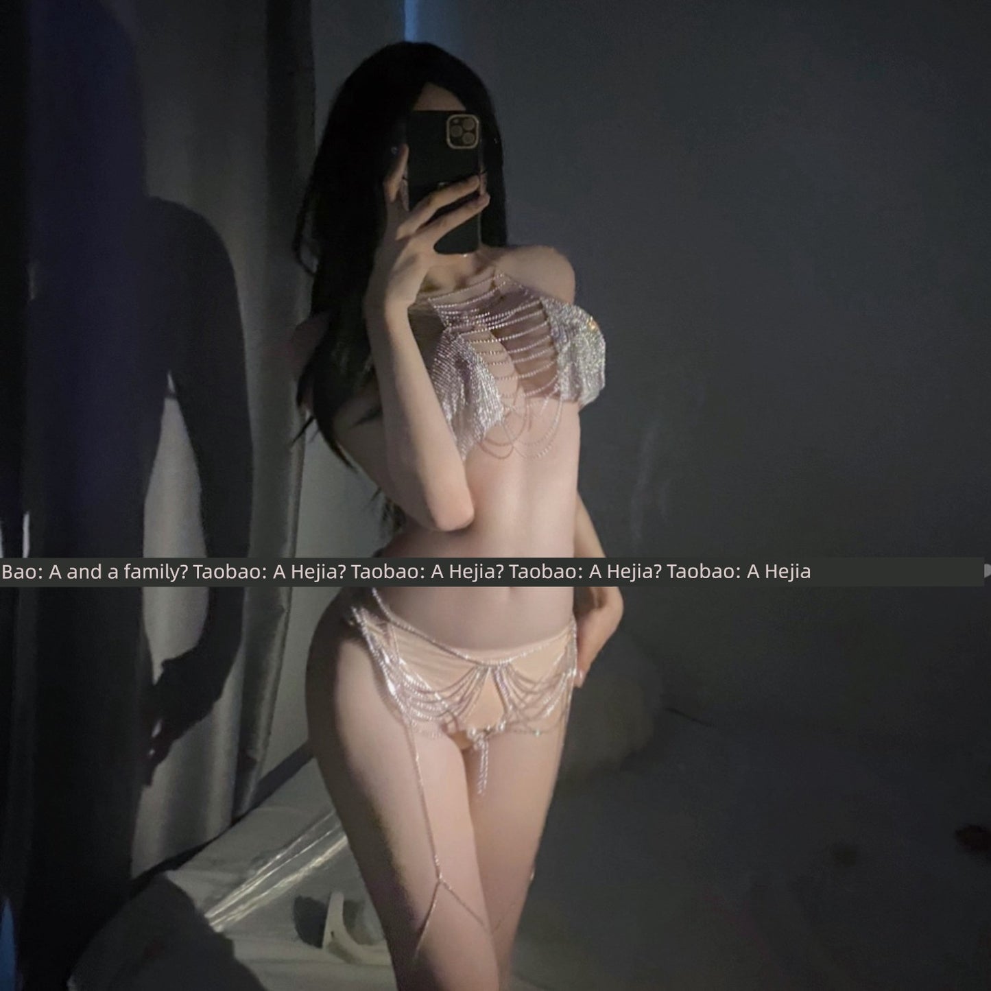 Ahejia Shiny Chain Corset Bra Bra Qqny Women's Bikini Uniform Gold and Silver Bikini Intimates Pajamas