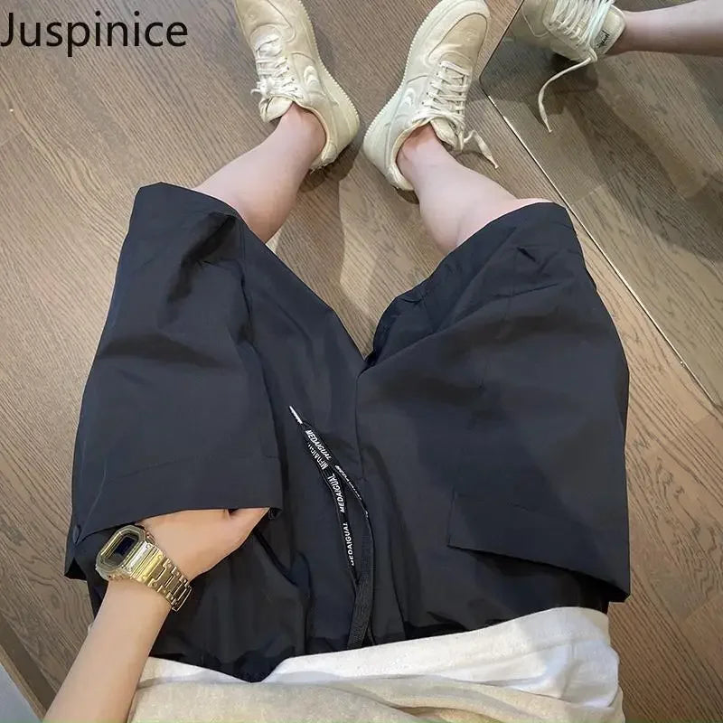 Summer Solid Pockets Large Size Shorts Men's High Street Loose Casual Workwear Five-quarter Pants Men Bottom Male Sportswear