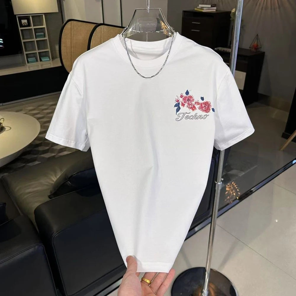 Men's Y2k Graphic Cotton Short-Sleeved T-Shirt Chinese Retro Trend Fashion Loose Casual Breathable Niche Summer New Men's Tops