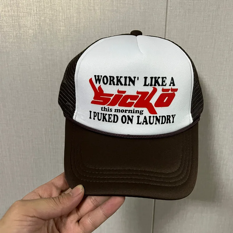 Vintage Sicko Letter Trucker Hat IAN CONNOR SICKO Mesh Hats 3D Print Baseball Cap Y2K Style Hip Hop Caps Dance Party