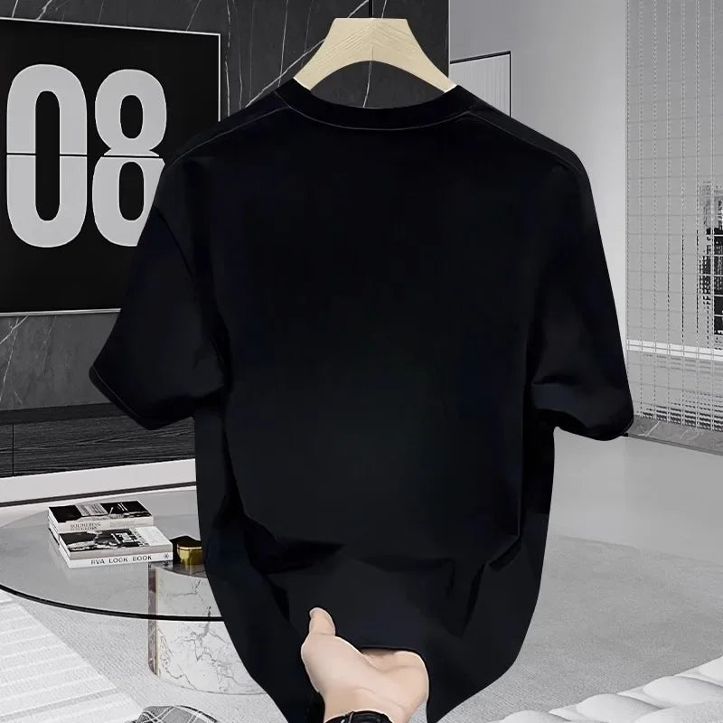 High Qualtity Cotton Men Short Sleeve Loose Crew Neck Comfortable T-shirt Printing Casual Fashion Trend White Black T Shirt