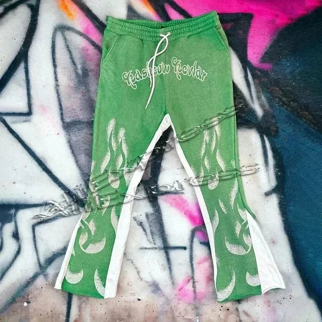 Y2k Pants Men Loose 3D Print Trousers Casual Sweatpants Waist Sporty Female Clothes Streetwear Hip Hop Vintage Flared Pants moto