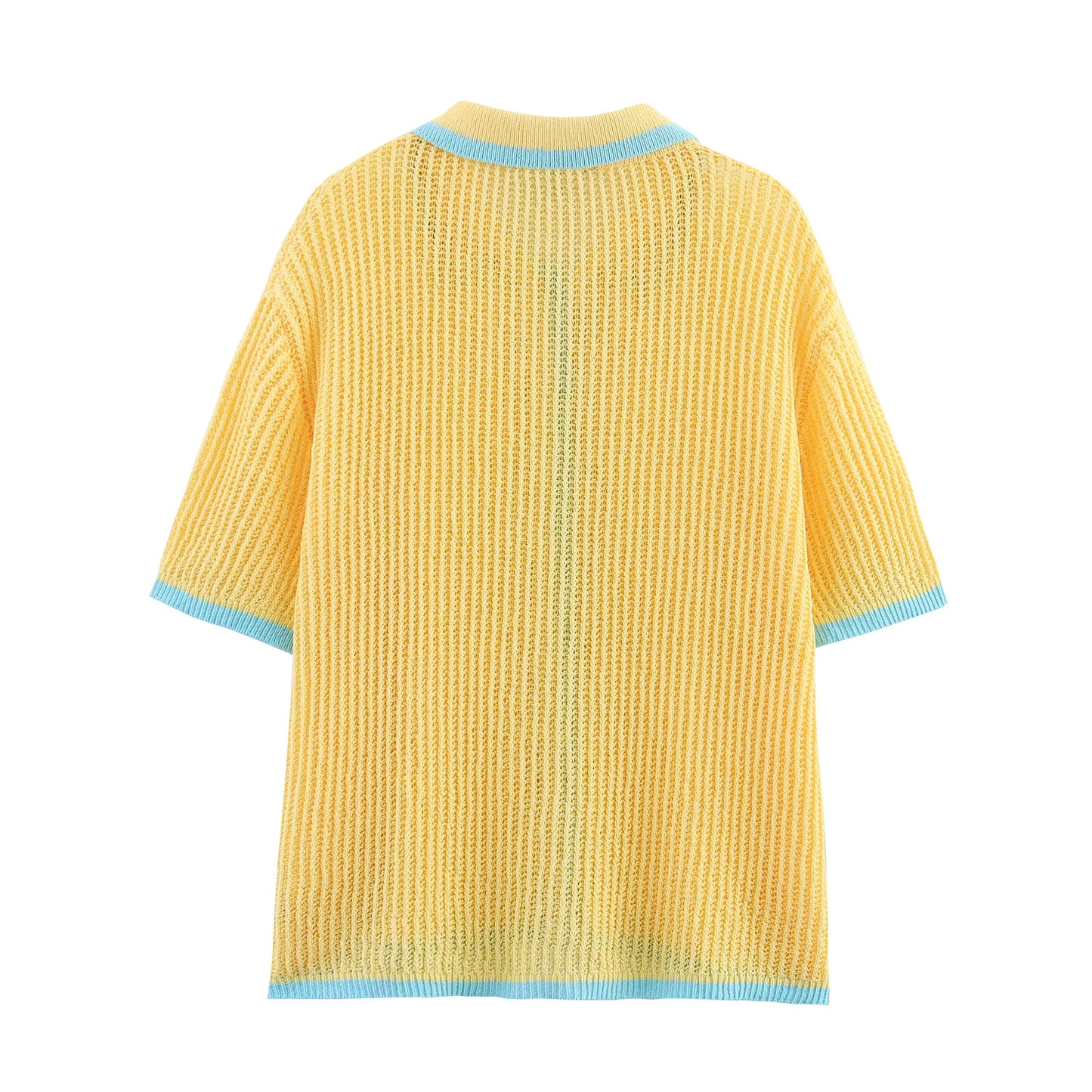 MYST&ZA2025 Summer New Products Women's Casual Knitted POLO Shirt Jacket Top + High Waist Knitted Shorts Set