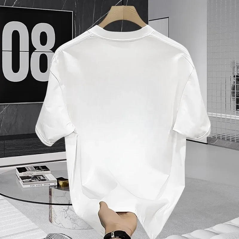 High Qualtity Cotton Men Short Sleeve Loose Crew Neck Comfortable T-shirt Printing Casual Fashion Trend White Black T Shirt