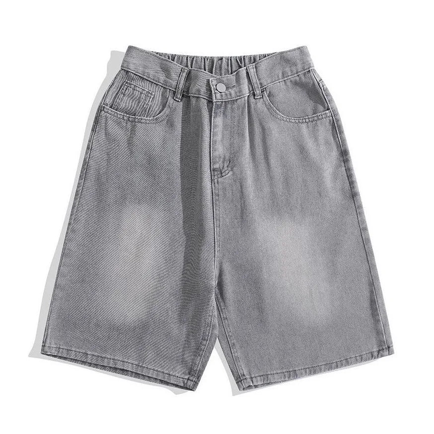 Retro Gothic Y2k Sweatpants Oversized Iron Diamond Pattern Denim Shorts for Men Hip Hop Punk Low Waist Gym Shorts Streetwear