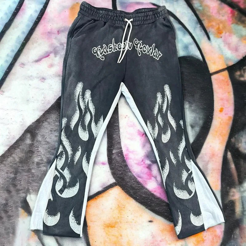 Y2k Pants Men Loose 3D Print Trousers Casual Sweatpants Mid Waist Sporty Female Clothes Streetwear Hip Hop Vintage Flared Pants