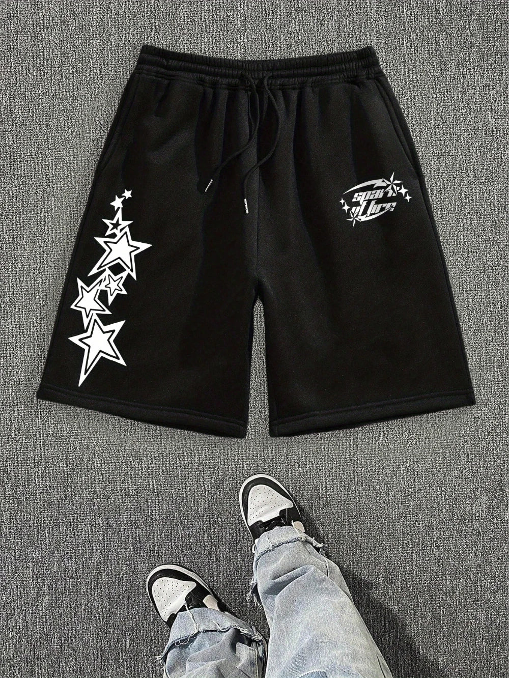 Men's casual shorts with fashionable printed design, regular loose cotton short sleeved shirt, fashionable and trendy shorts