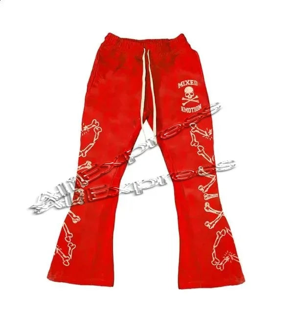 Y2k Pants Men Loose 3D Print Trousers Casual Sweatpants Waist Sporty Female Clothes Streetwear Hip Hop Vintage Flared Pants moto