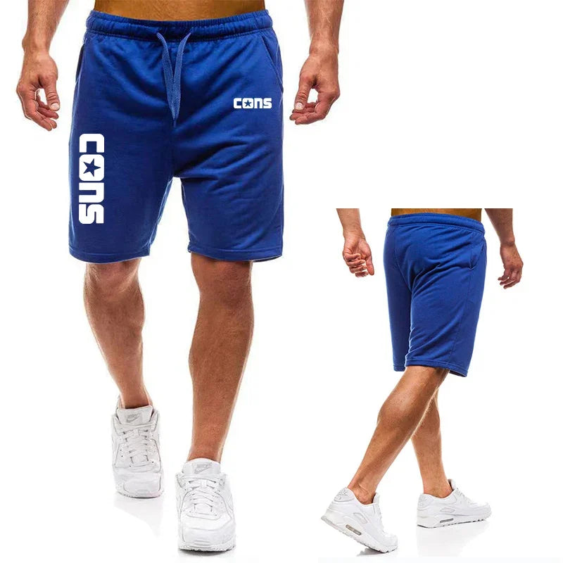 Men's running shorts, summer jogging training shorts, shoelaces with pockets, COSN printed casual shorts, slim fit