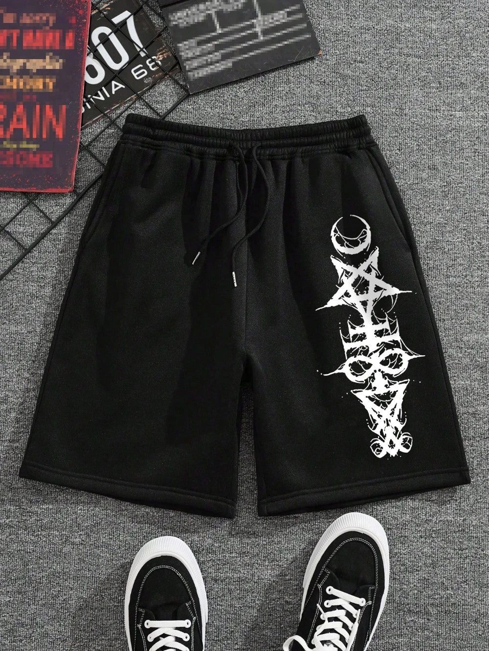 Men's casual shorts with fashionable printed design, regular loose cotton short sleeved shirt, fashionable and trendy shorts