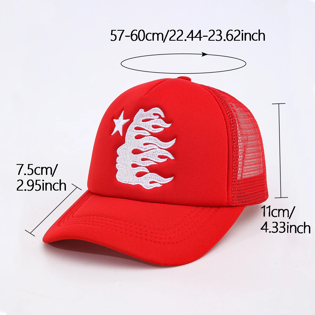 Summer Embroidered Side Face Pentagram Men's and Women's Baseball Hats Outdoor Breathable Sunshade Mesh Hats Truck Driver Hats